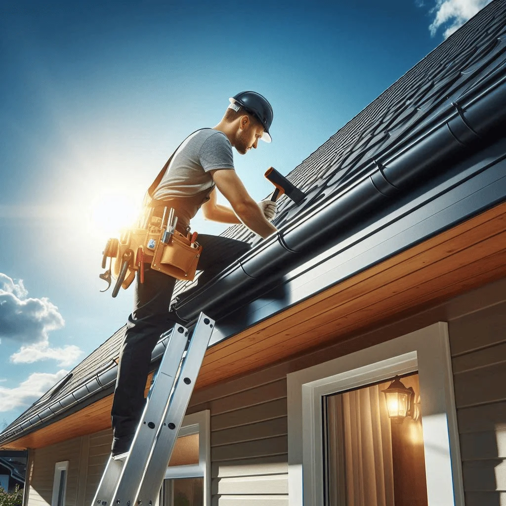 Professional gutter installation service in Chattanooga TN installing new seamless gutters