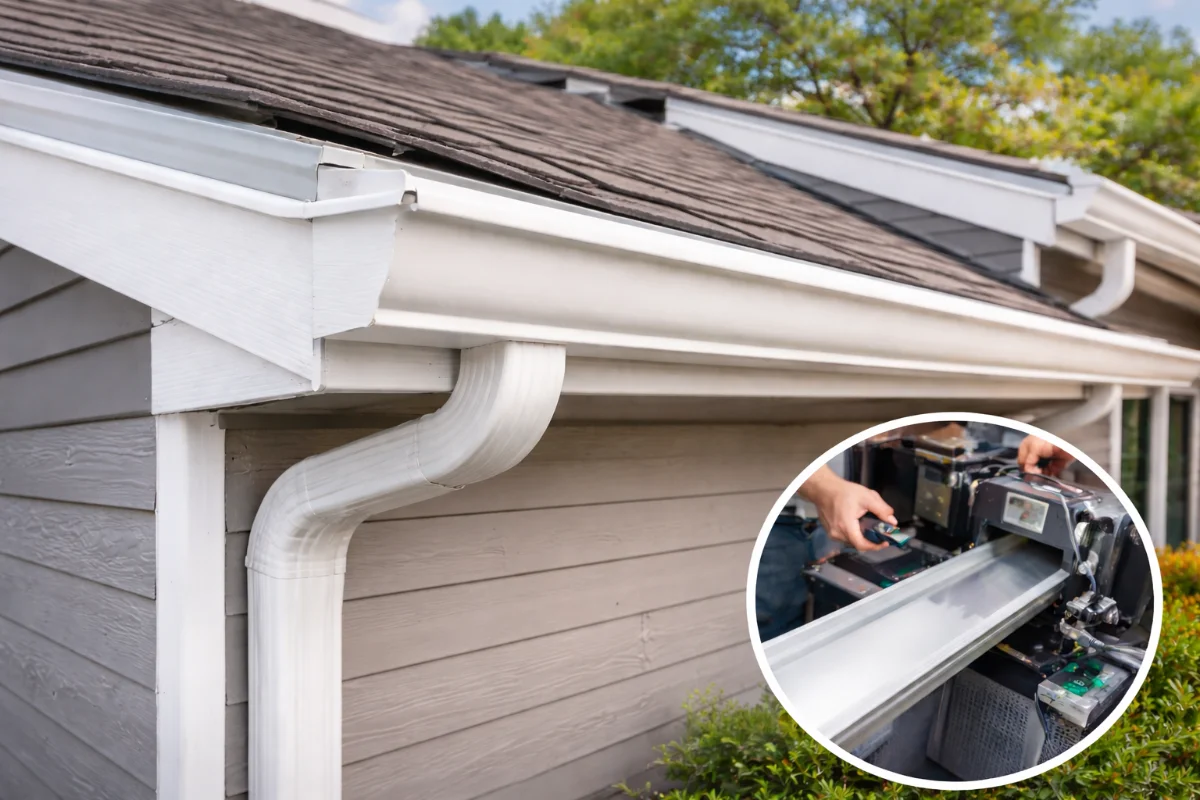 Seamless gutter installation on residential home in Chattanooga TN